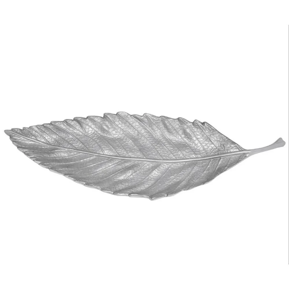 Mariposa Soft Silver Large Leaf Server Tray Plate 100%‎ Recycled Aluminum